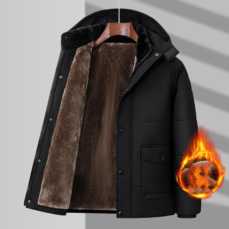 Men's Autumn Winter Parkas Fleece Cotton Thick Warm Puffer Hooded Jacket Fluffy Collar Waterproof Windbreaker Padded Coat Plus Size 8XL