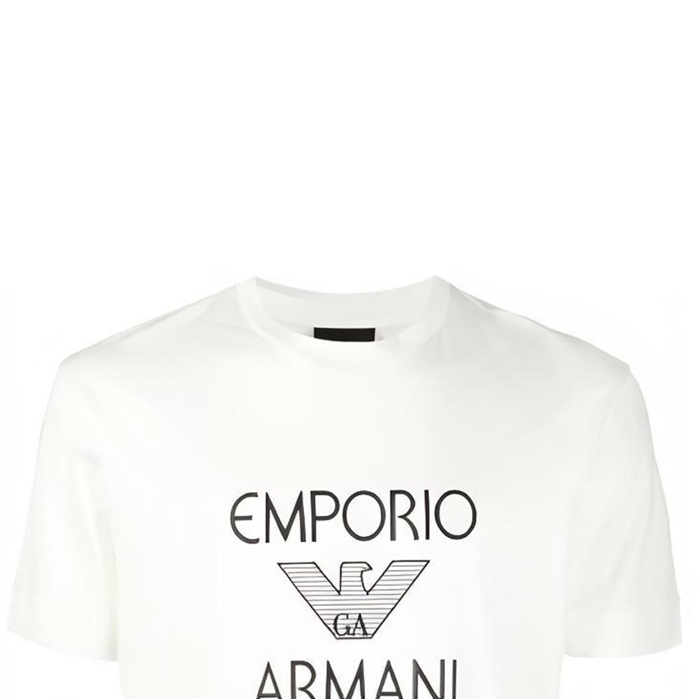 Emporio Armani Letter Eagle Logo Printed Short Sleeve T-Shirt Men Tops White 3K1TAF-1JUVZ-0101