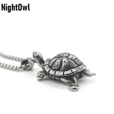 Collier Pendentif Tortue Acier Inoxydable Cool Homme Bijoux Homme Argent