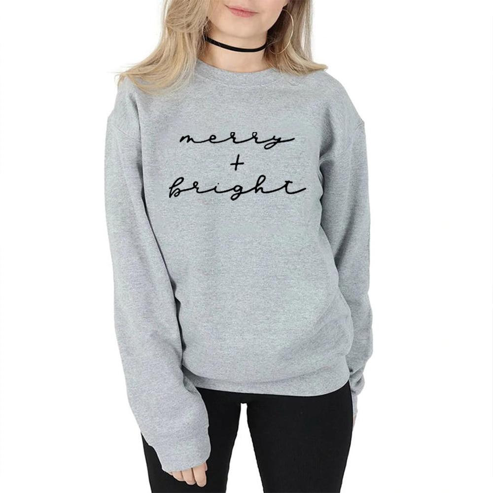Sudadera Navideña Alegre y Brillante para Mujer Sudadera Navideña Unisex Sudadera para Fiesta de Navidad Jerséis de Cuello Redondo para las Fiestas