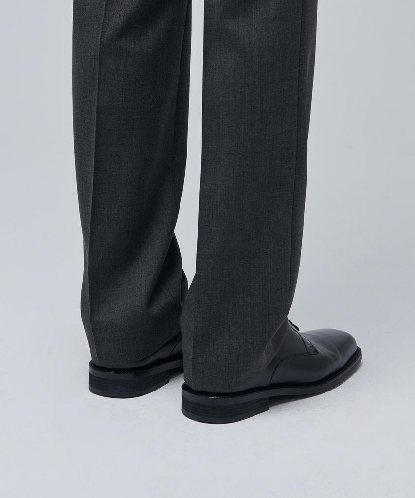 MUSINSA STANDARD Wool Blend Semi-Wide Hidden Elastic Waist Slacks [Medium Gray]