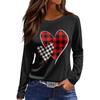 Women's Fashion Casual Slit Hem Round Neck Long Sleeve Loose  Printed T-Shirt Ladies Top