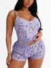 Pajamas Women's Summer Plant Print Suspenders Pajamas Shorts Two-piece Set Women's Loungewear Nightwear