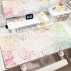 Extra Large Deskmat Pastel Watercolor Print Stitched Border Anti‑Slip Rubber Base Smooth Mat For Gaming Home Office Workspace
