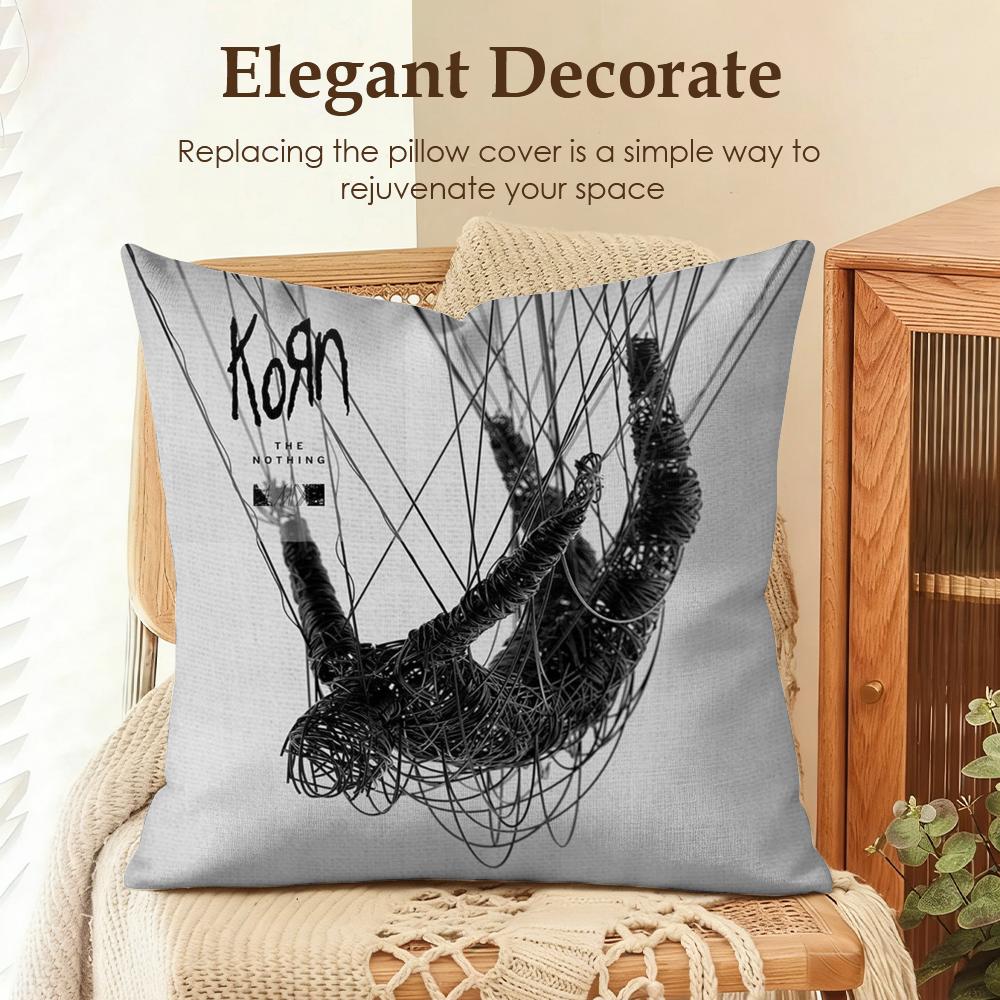 Rock Band KKorn Cushion Cover Natural Linen Organic Fabric DoubleSided Printing Sofa Home Decor Gift Pillow Case