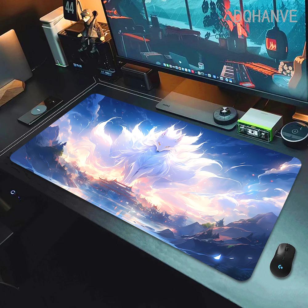 Fox Large Gaming Mousepad XXL Gamer Mouse Pad Office Long Table Accessories Mouse Mat Kawaii Desk Mat For Girl Decorates Bedroom