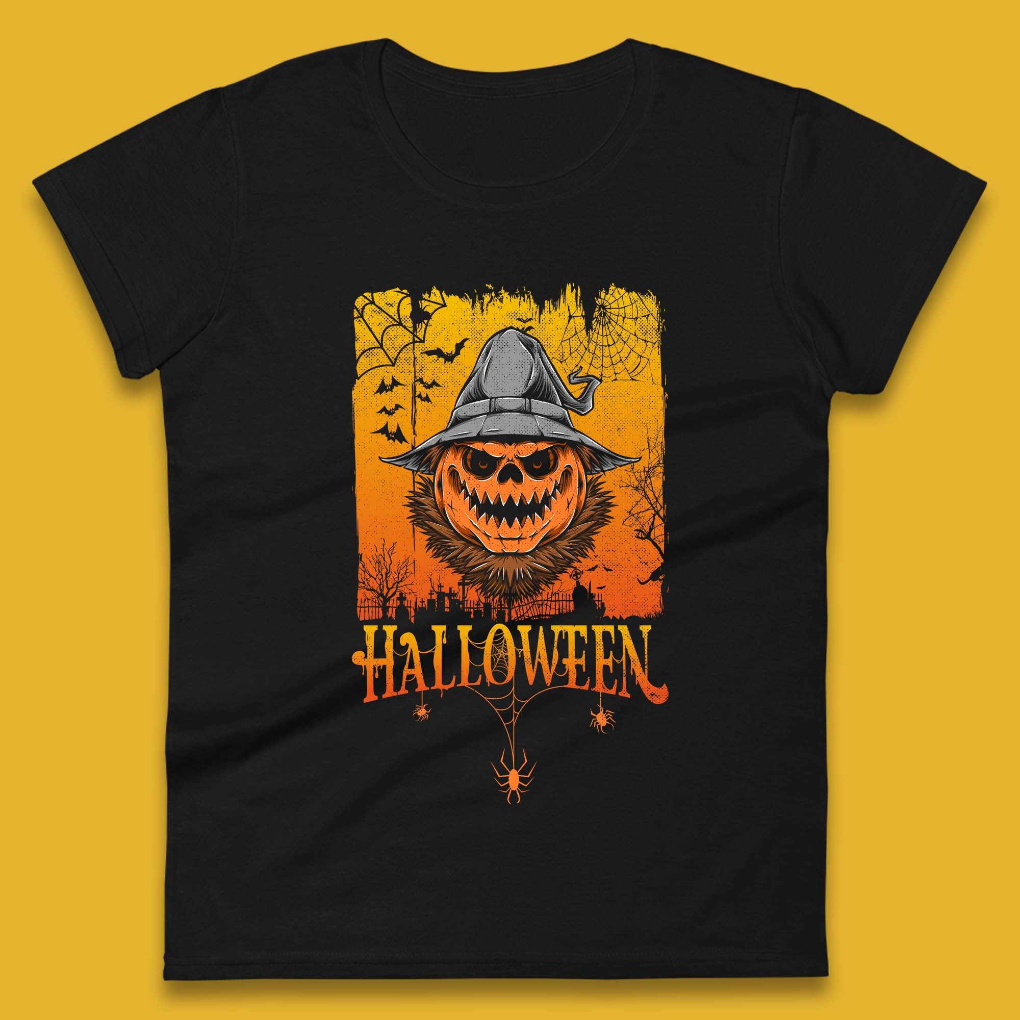 Angry Halloween Scary Evil Pumpkin Funny Pumpkin Head With Fire Eyes Scary Spooky Season Womens Tee T Shirt Mens Tops Unisex Top 3XL