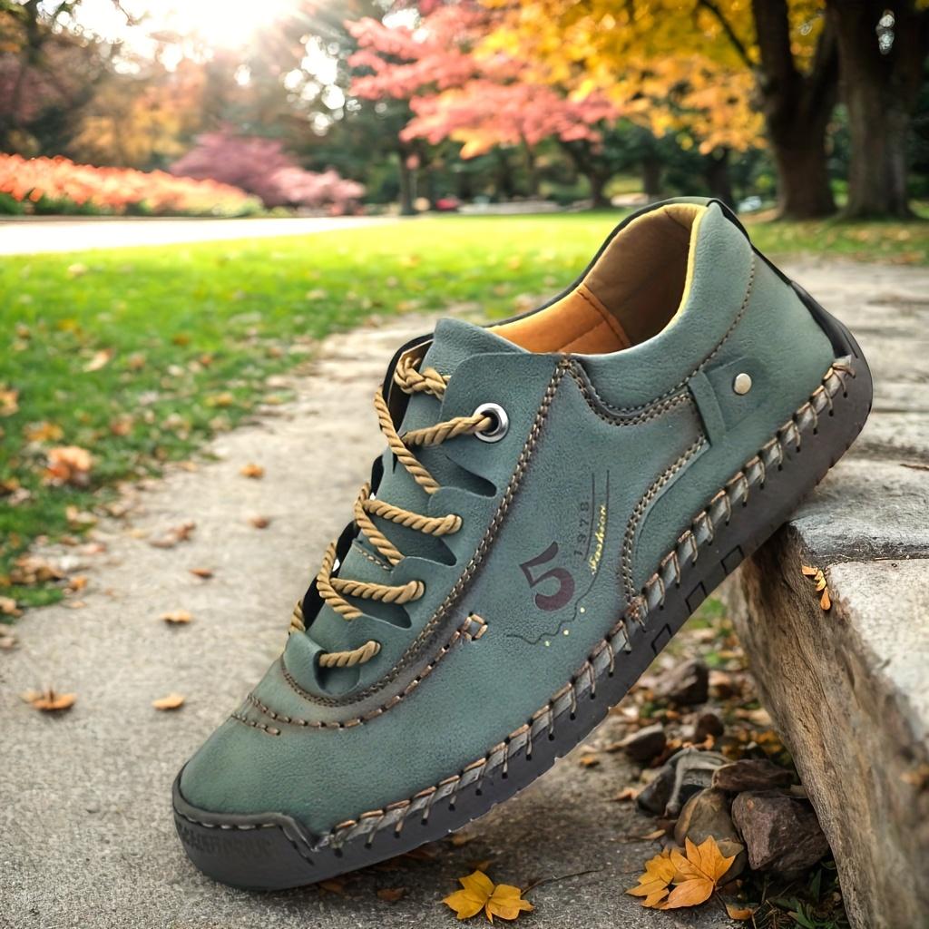

New Handmade Leather Men Shoes Casual Comfortable Men Loafers Slip On Leather Shoes Men Flats Hot Sale Outdoor Walking Shoes 42 армія зелений колір