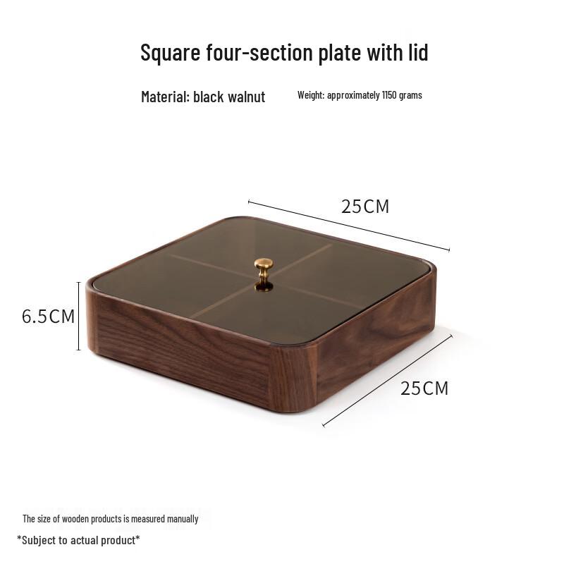 Handon Black Walnut Divided Snack Serving Tray