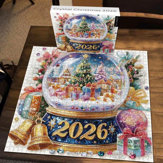 1024 ks/sada Vánoční falešná křišťálová koule Puzzle Zimní svátky Sobí spřežení Santa Claus Puzzle Domácí dekorace