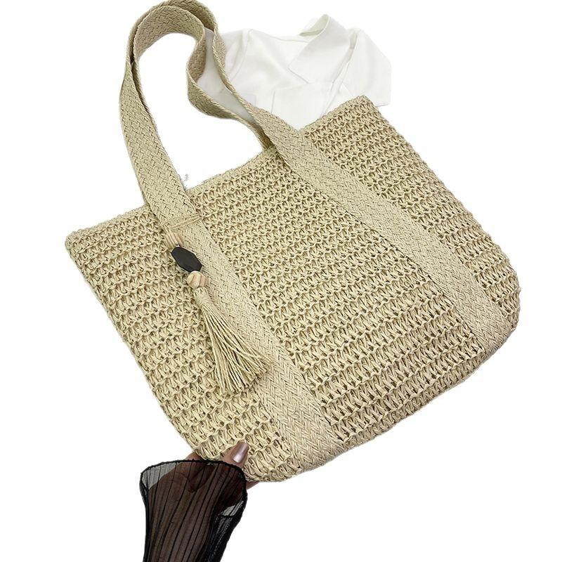 Large Capacity Tote Bag Hand Carry Straw Bag Shoulder Bag Women'S Summer Seaside Vacation Versatile Vegetable Basket