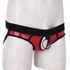 Men's Shiny Faux Leather Open Back Hollow Out Jockstrap Bikini Briefs with Metal O-Rings