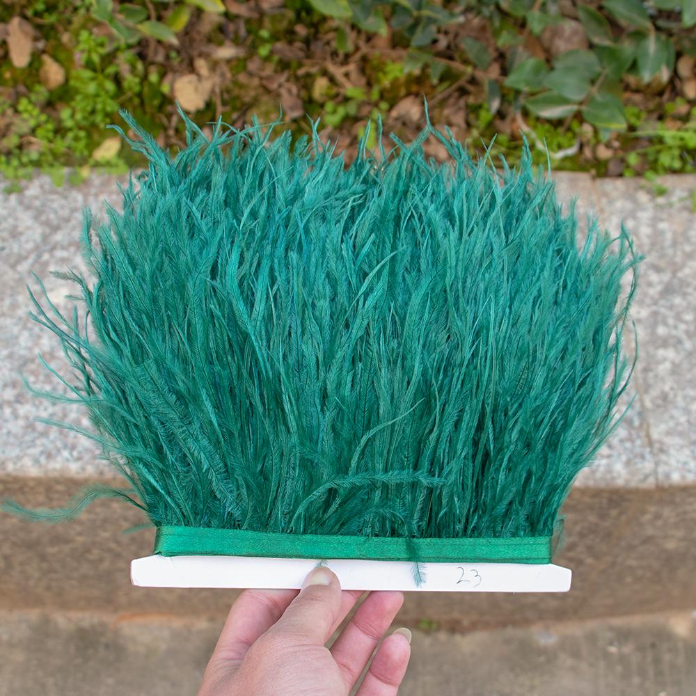 8-10Cm Ostrich Feather Trims For Skirt Natural Ostrich Feathers On Tape Ribbon Decoration For Dresses Carnival Accessories