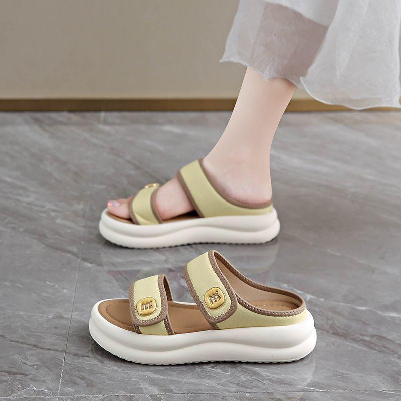 With Skirt Velcro Slippers Women's Summer Wear New Soft-soled Non-slip Not Tired Beach Shoes