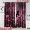 2D flat printing 2pcs Curtain Curtains Spring Cherry Blossoms(1) Digital Printed Polyester Drapes Holiday Decorations for