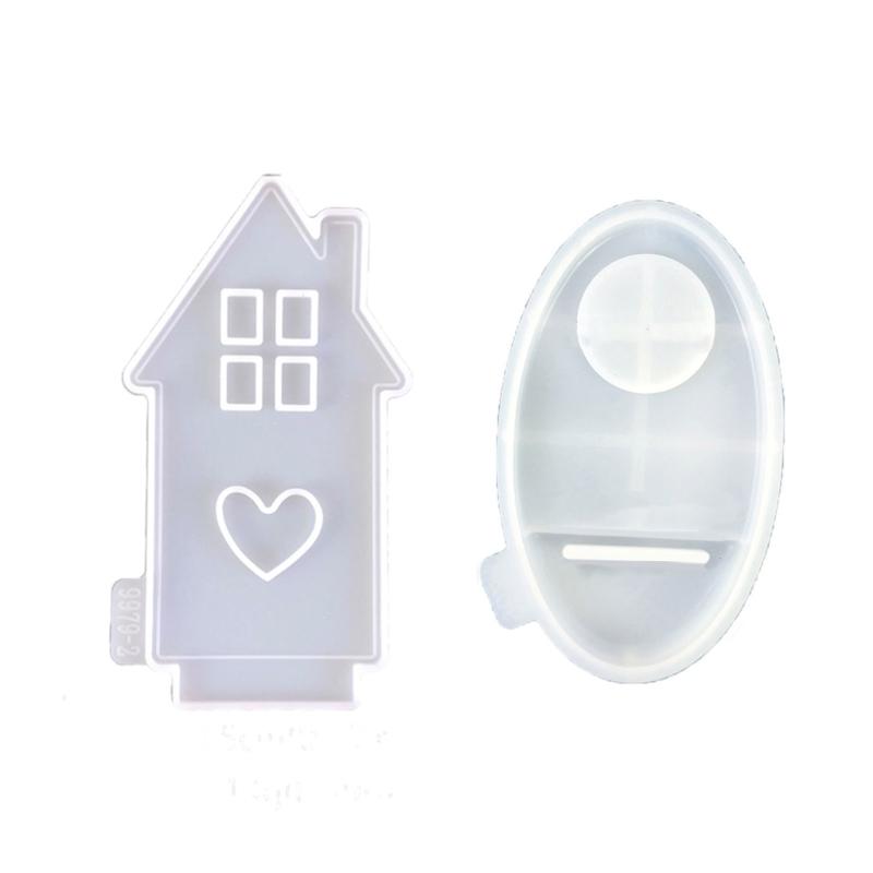 Heart House Candle Holder Molds for Resin Epoxy Casting Mold DIY House Shaped Candlestick Mould with Base Home Decors