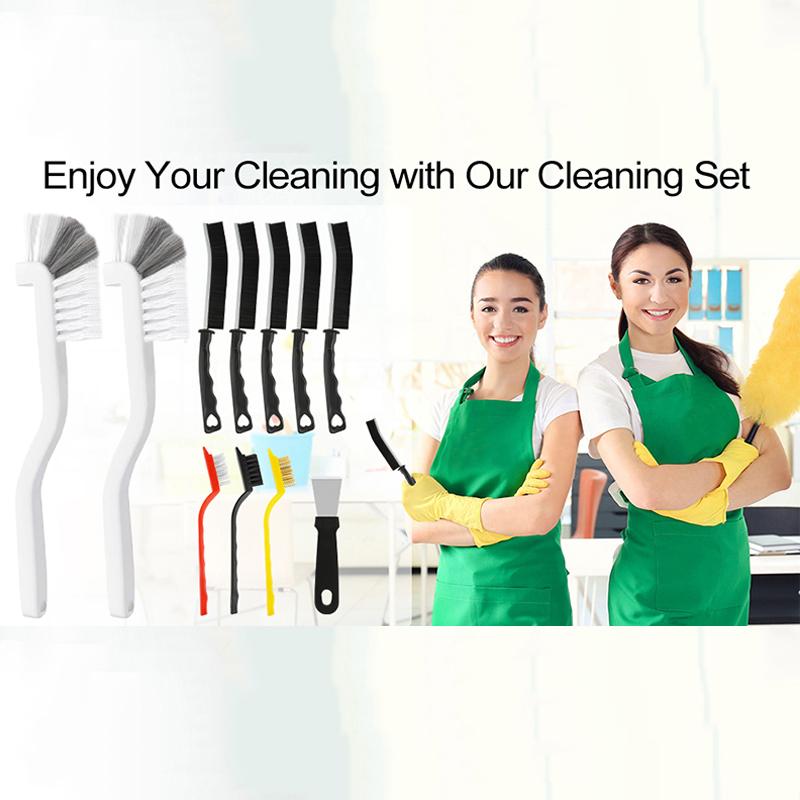 Набор из 11 щеток для чистки щелей, жесткие щетинные чистящие принадлежности для углов, раковин, чашек, чайников, бутылок, блендеров
