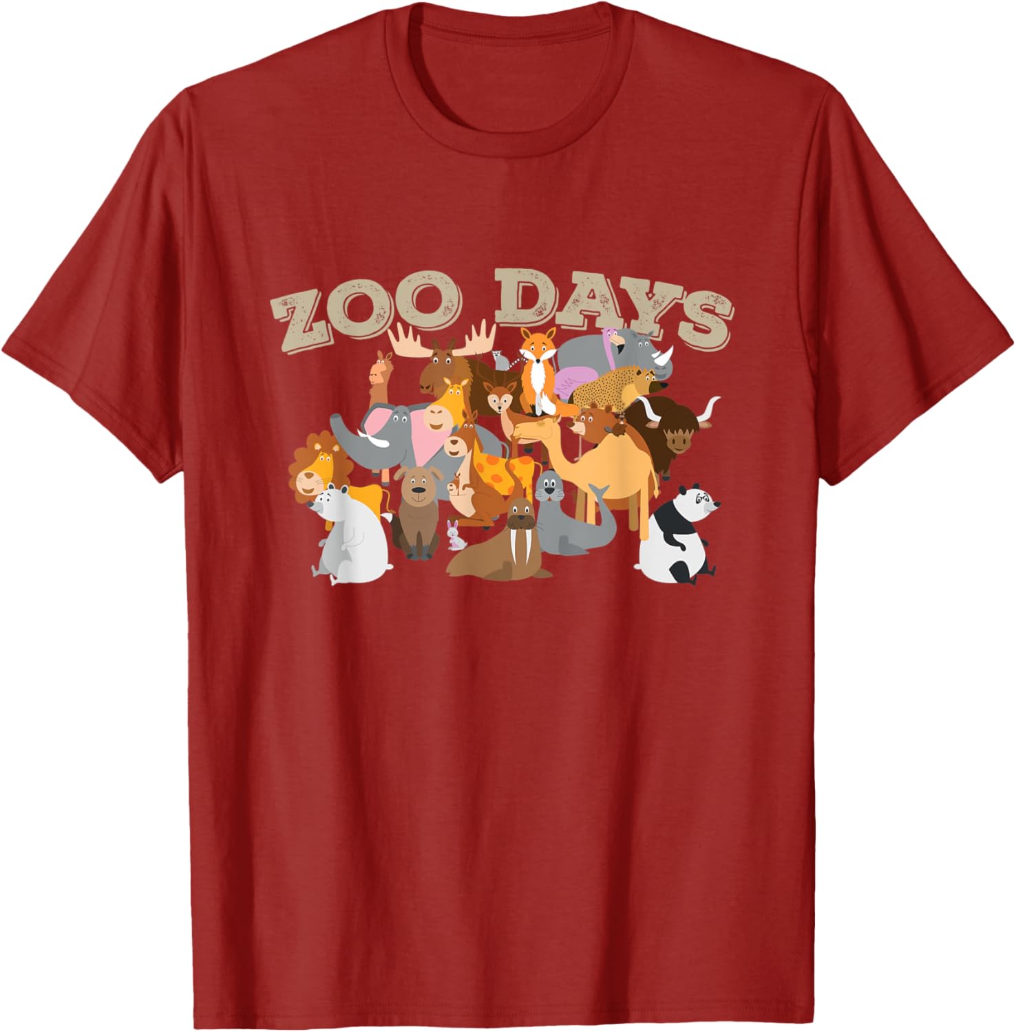 Zoo Days Животные Группа Графическая Футболка Мужская Повседневная С Круглым Вырезом Хлопковая Футболка S