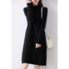 Women's High Neck Knitted Wool Dress - Slimming and Warm for Autumn/Winter
