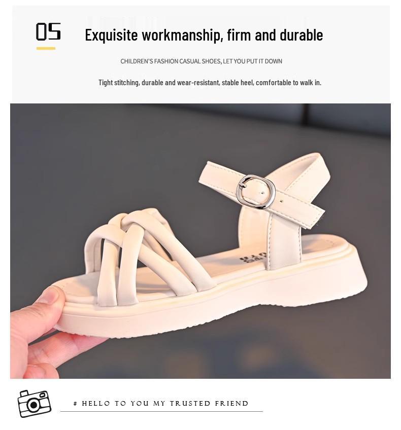 Girls' Fashionable Summer 2026 Soft Sole Sandals – Princess Style for Students, Middle & Big Kids