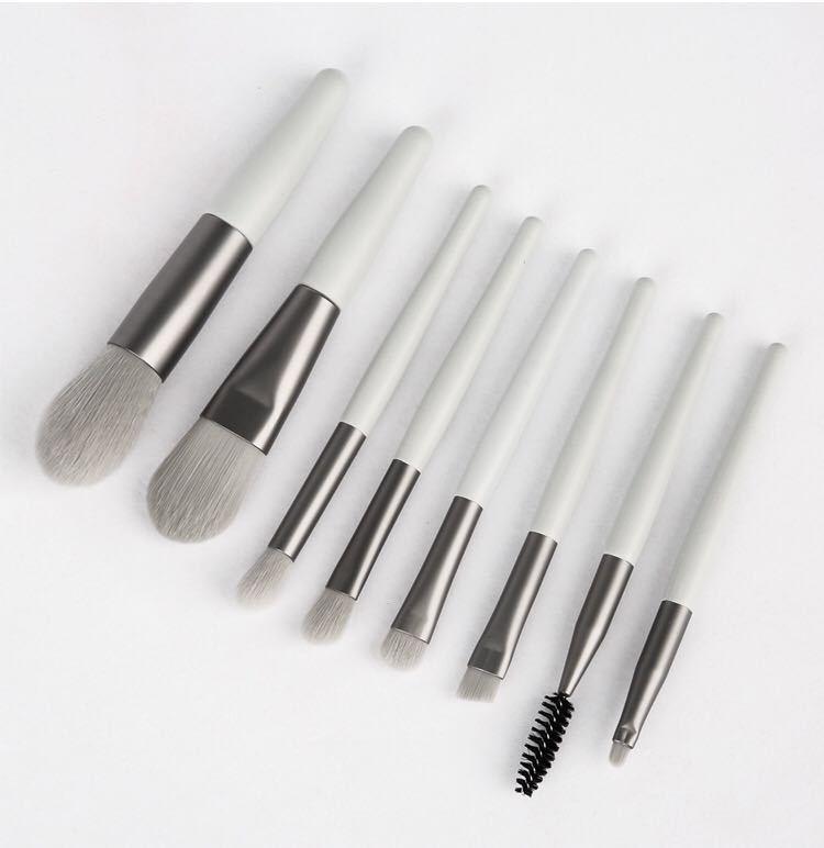 Macaron Series Mini Makeup Brush Set - 8 Portable Soft Bristle Tools for Eyeshadow