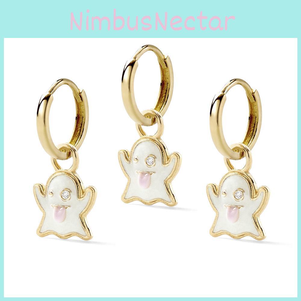 Trendy Mini White Diamond Ghost Alloy Earrings Set For Women Multiple Piercings