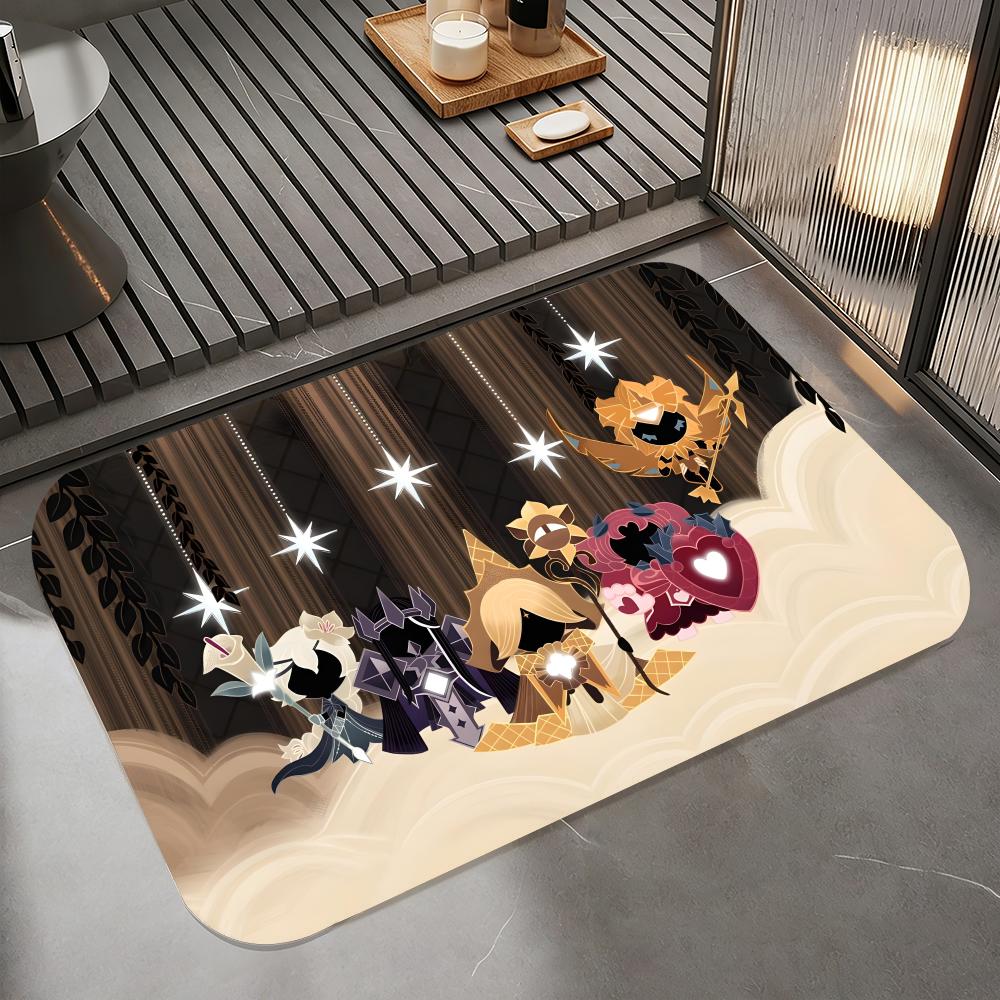 Anime 7-Cookie Run Kingdom Floor Mat Diatomite Bath Mat, Quick Dry Absorbent Non-Slip Door Mat