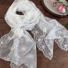 New Fashion Elegant Embroidered Flower Lace Scarf Breathable Mesh Lightweight Female Headscarf Long Silk Scarf Summer