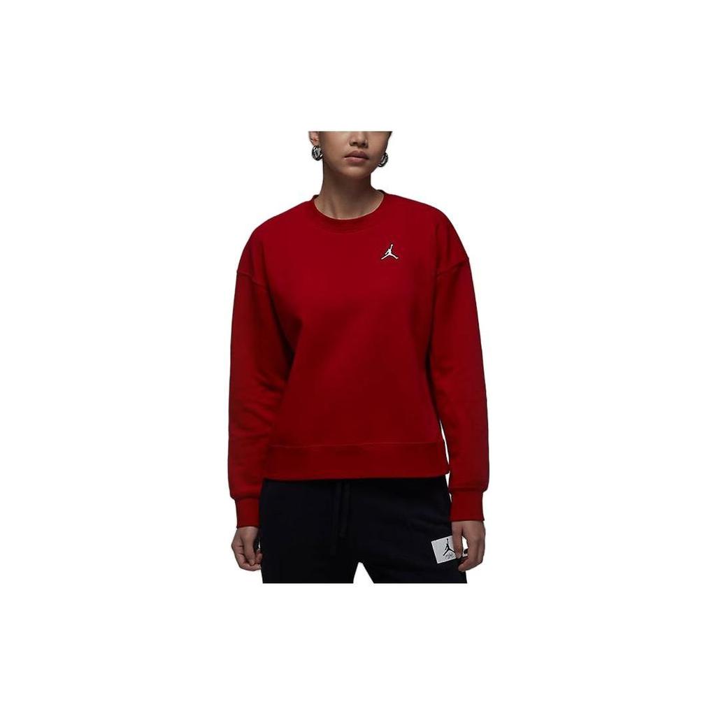 Jordan Solid Color Crew Neck Pullover Fleece Casual Sweatshirt Women sweatshirt Red DQ4463-687