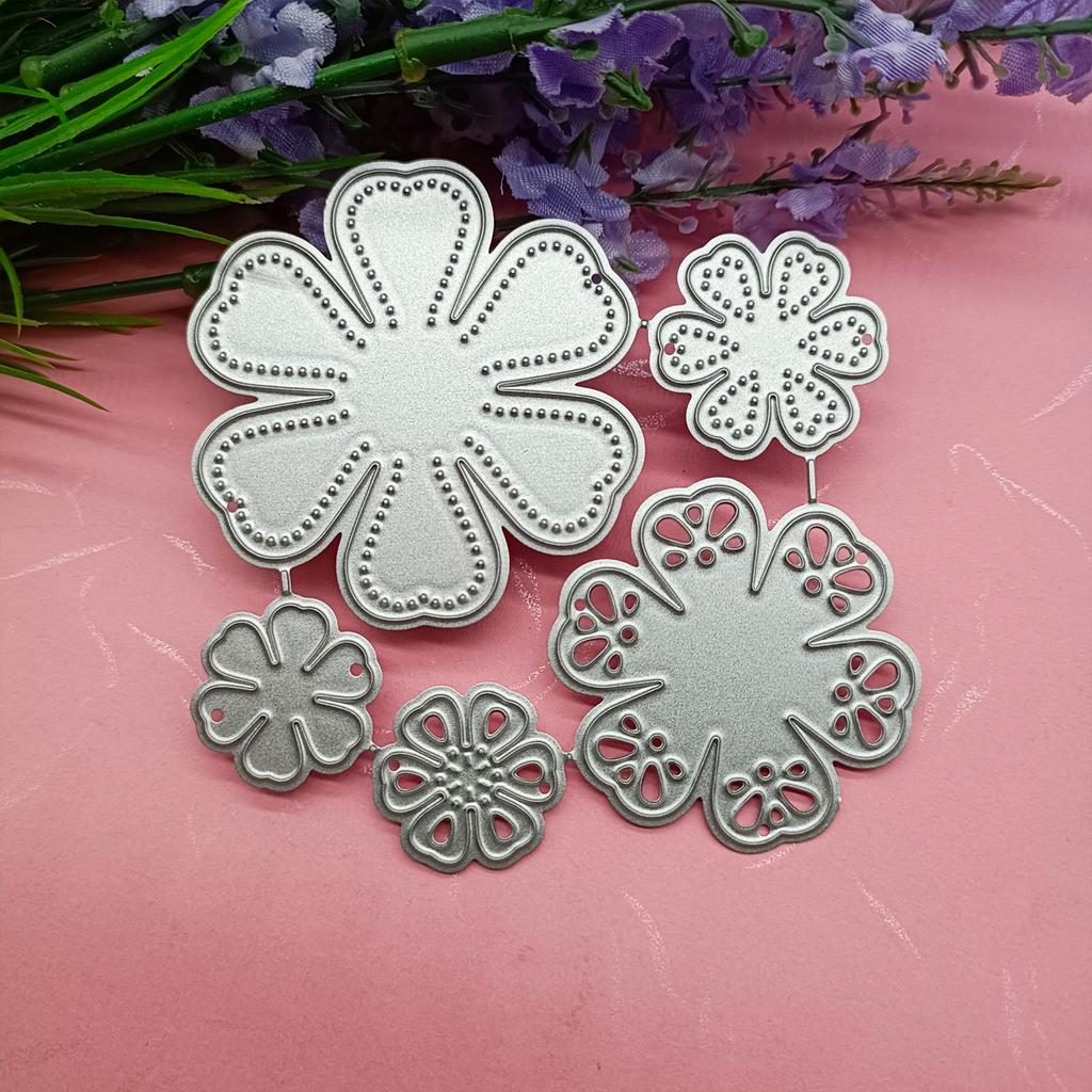 6-Petal Florals 5 In 1 Flowers Embossing Knife Die Metal Cutting Dies for DIY Scrapbook Paper Cards Embossed Decor Craft