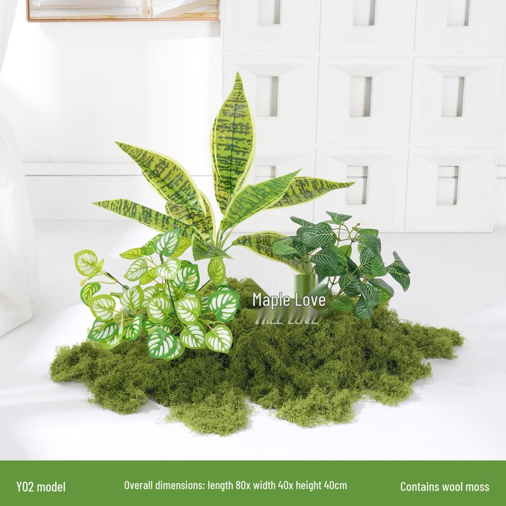 Luxury Faux Green Plant and Flower Decor - Indoor Moss and Grass Clusters for Elegant Landscaping.