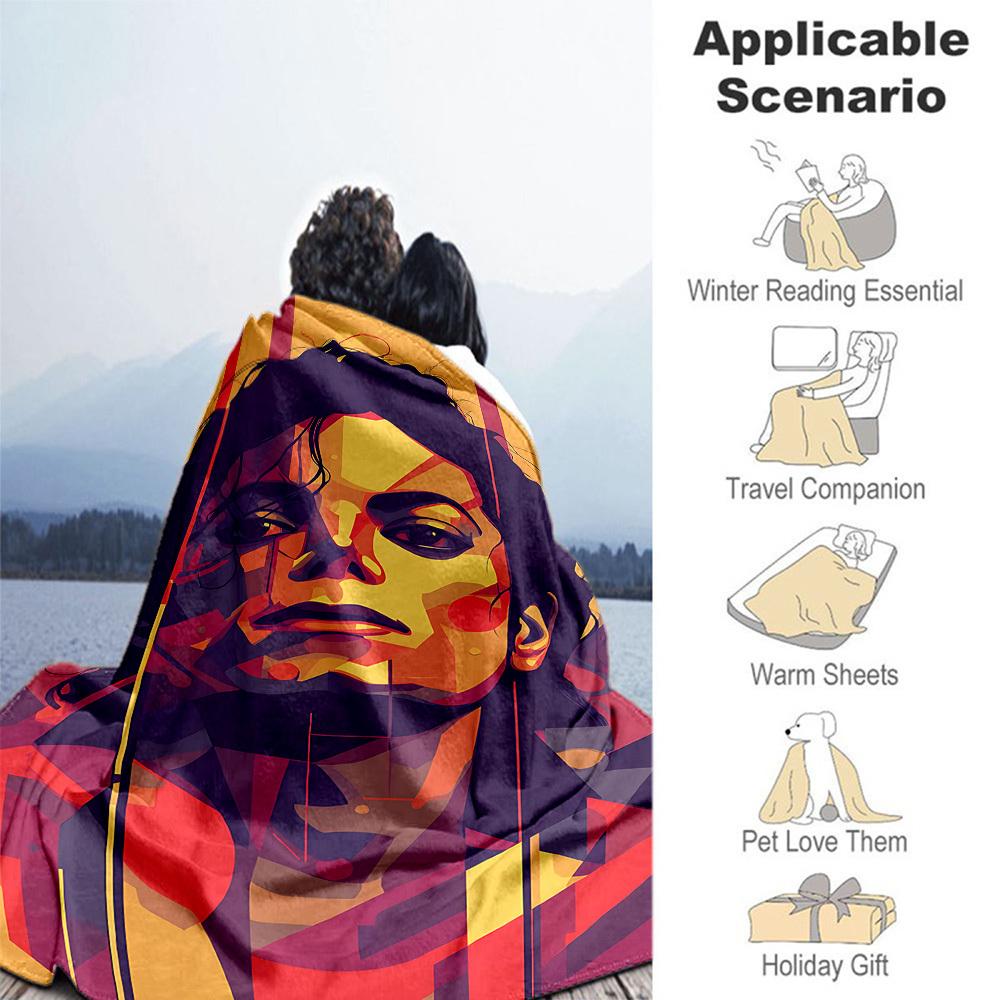 1PC Michael Jackson Outdoor Blanket Lightweight Flannel, Soft & Warm, All-Season Use for Sofa, Outdoor, Camping, Living Room, Office12