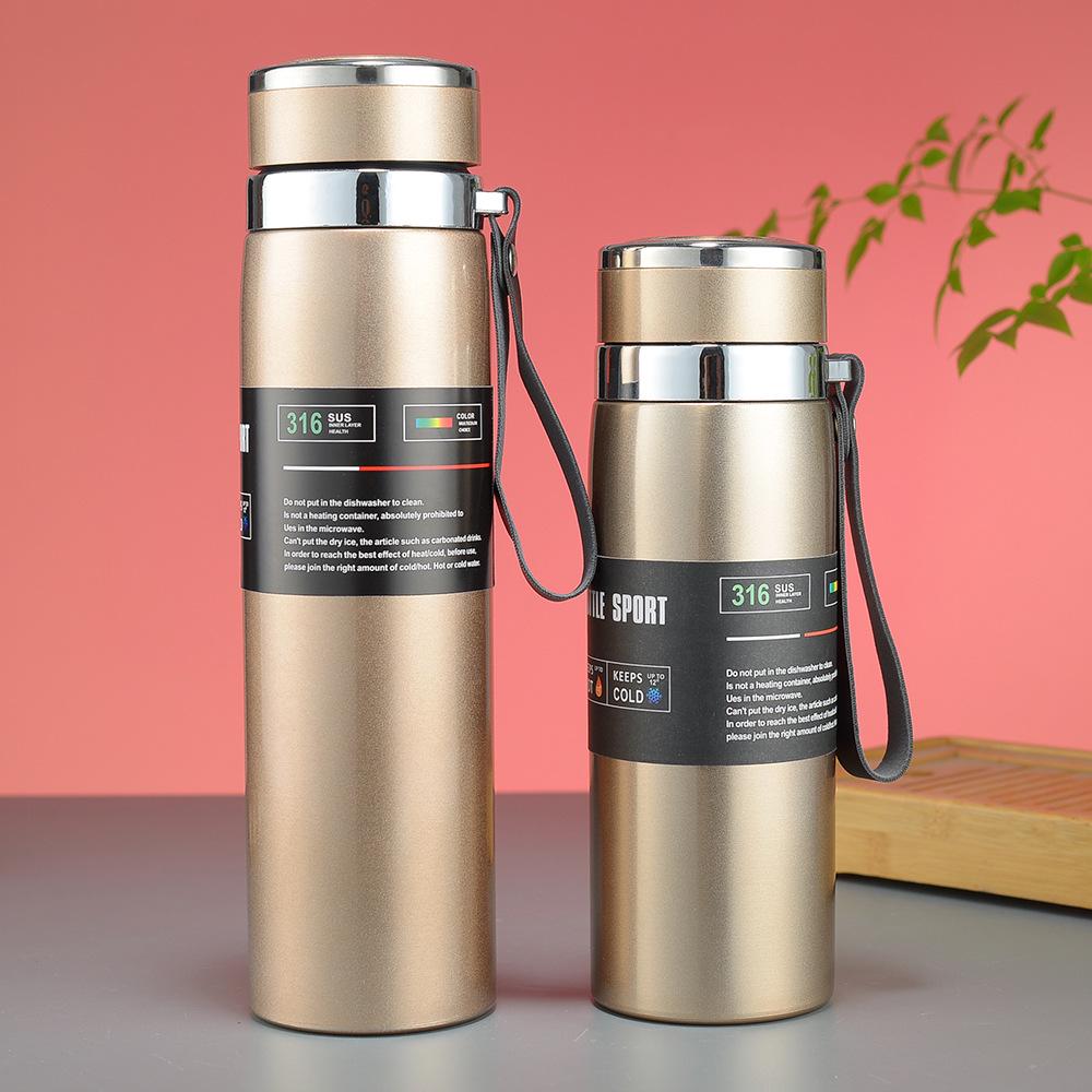 316 Stainless Steel Insulated Cup with Tea Infuser and Handle Rope