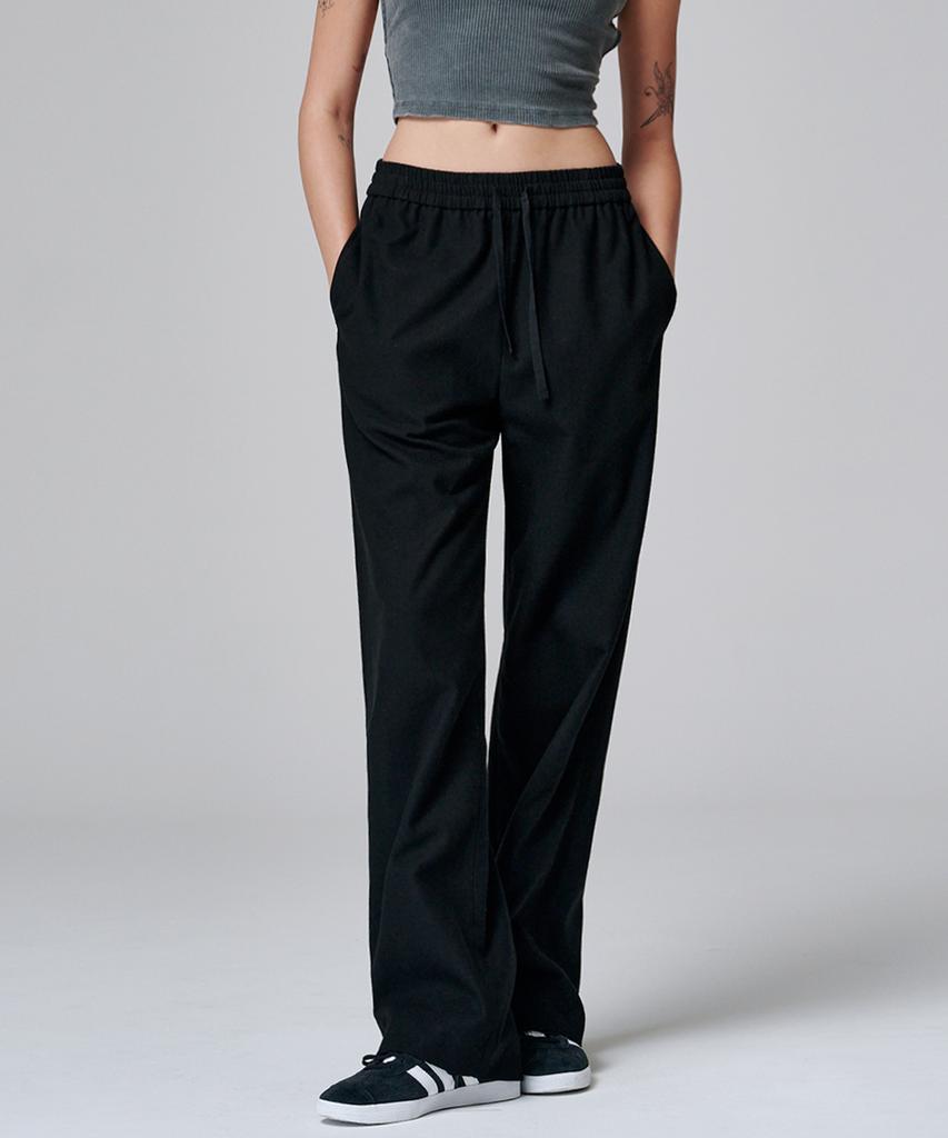 MALOUPE 2136 Wide Elastic Waist Pants (Black)