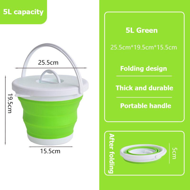 

Портативное складное ведро с крышкой 5л, силиконовое пластиковое выдвижное ведро для воды для мойки автомобиля, рыбалки, кемпинга, дома, чистки CHINA