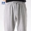 Luomeng Men's Ramie Cotton Ice Silk Casual Straight-Leg Pants