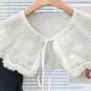 Elegant Detachable Shawl False Collar Hollowed Out Crochet Knit Woolen Flower Decorative Capelet for Collarless Dresses