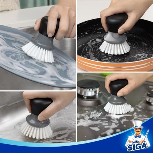 MR.SIGA Multicolor Kitchen Brush (Pack of 2) Palm Brush, Gray