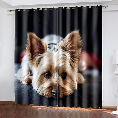 2panels Cute Cats Dog Pet Digital Printed Curtain Living Room Curtains Grommet Top Curtains For Living Room Office Home Decor