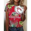 Women's Summer Casual Versatile Design 3D Printed Round Neck Short Sleeved T-shirt