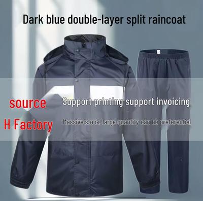 Conjunto de Chubasquero y Pantalones Reflectantes Azul Marino para Hombre - Impermeable, Engrosado, Tipo Dividido, Ideal para Trabajadores de Seguridad y Saneamiento