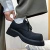 Shoes Men's trendy black platform big head casual leather shoes European and American trend versatile height increase Derby shoes 9522-Z