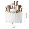 360° Rotating Makeup Organizer Cosmetic Storage with 5 Compartments Multi-Functional Holder for Brushes Stationery Unscented with Luxury Stripe Design