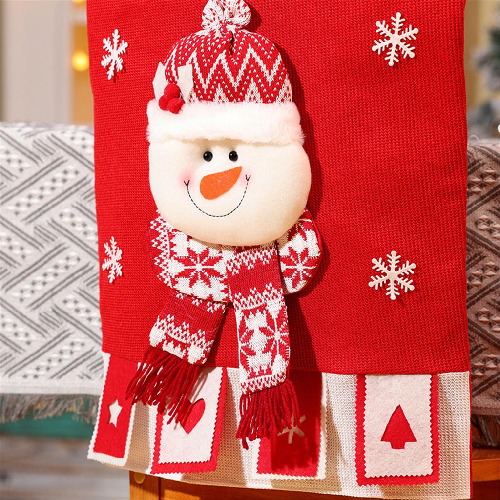 Chair Covers Dining Room Chair Back Cover Slipcover Santa Snowman Elk Pattern for Christmas Holiday Festival Decoration