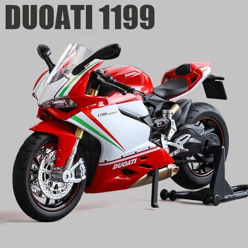 1/12 Ducati 1199 Panigale S Alloy Die Cast Motorcycle Model Toy Vehicle Collection Sound and Light Off Road Autocycle Toys Car