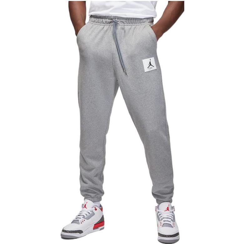 Jordan Solid Color Logo Elastic Waist Fleece-Lined Knit Jogger Pants Men Bottoms Grey DQ7469-091
