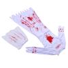 Women Zombie Bride Bloody Costume Lace Scary Outfit Bloodstained Zombie Bride Dress for Festival Holiday Party S
