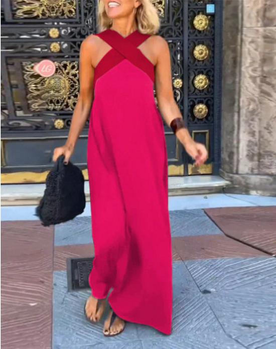 2025 Summer Sexy Backless Cross Long Dress for Women