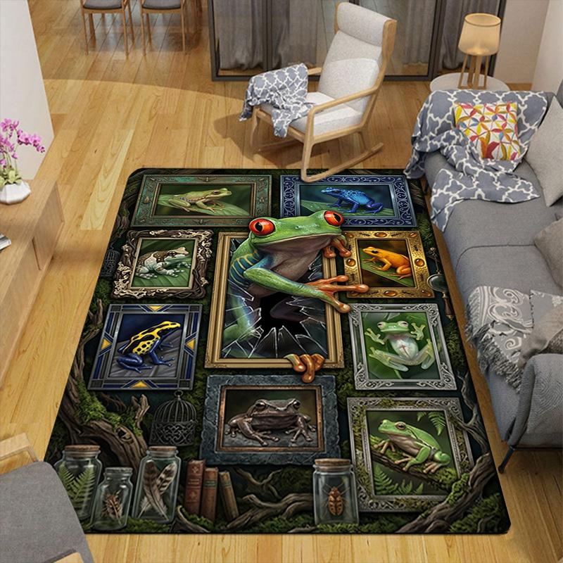 Froggy Fantasy Pattern Rug Floor Mat for Living Room or Bedroom Soft and Comfortable Carpet a Gift for Birthday and Holiday.