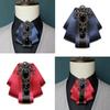 Silk Ribbon Bowtie Brooch Pin Mens Women Wedding Party Vintage Pretied Necktie Clip Crystal Bowknot Shirt Collar Tie